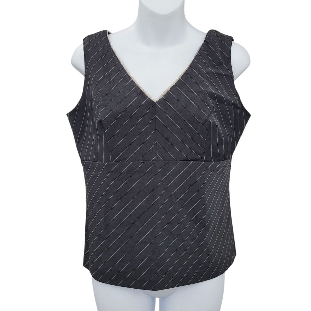 2/$20 Vintage 90s Black With White Line Tank Top Size: M